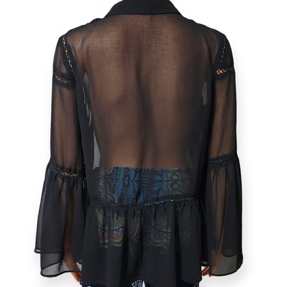 Market Black Sheer Blouse with Tie Detail - Picture 5 of 7